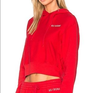 Re/done “The hard crop” hoodie red XS